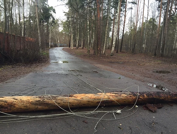 Киренск оказался обесточен из-за урагана, в городе повалило опоры ЛЭП