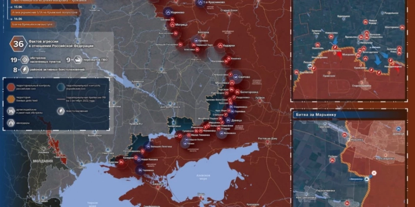 Карта боевых действий 19 июня 2023 на Украине — последние новости фронта Донбасса сегодня, обзор событий. Итоги военной спецоперации России сейчас 19.06.2023